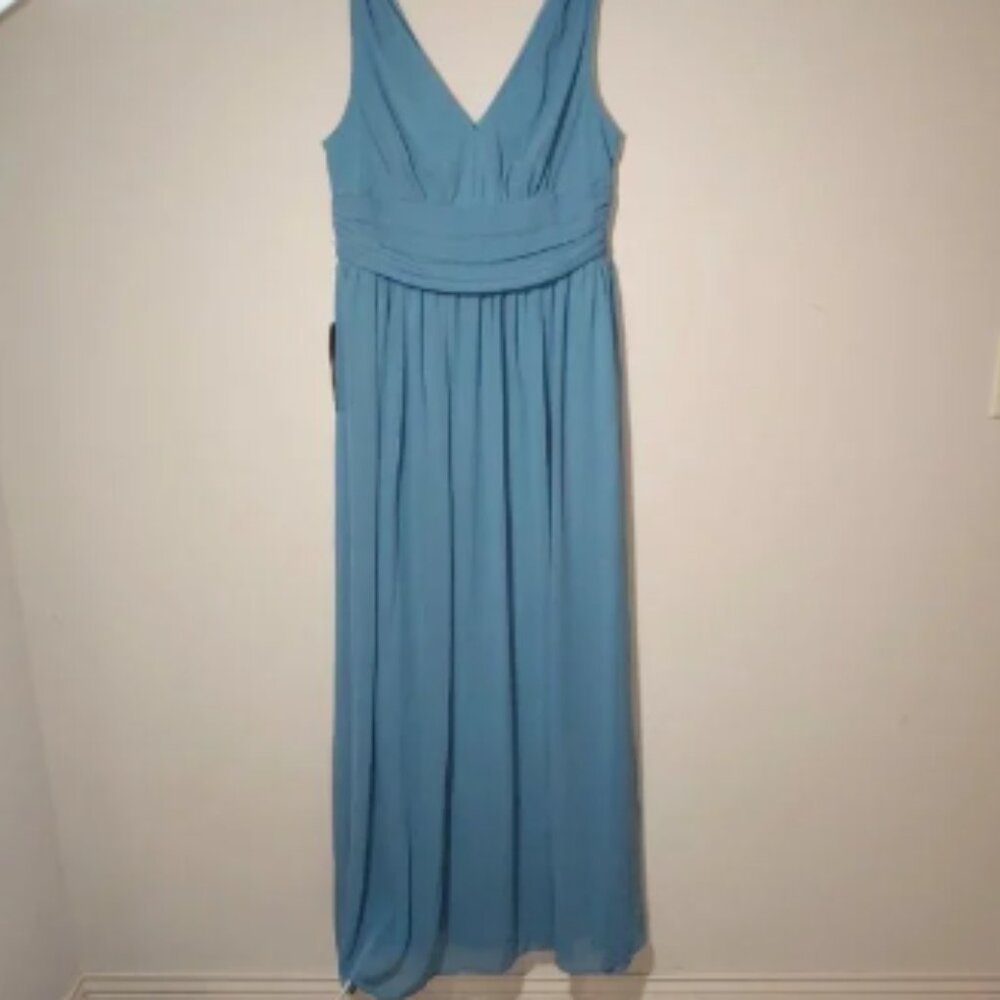 Ever Pretty Formal Maxi Sleeveless Deep V-Neck Gown Cocktail Dress Sz L Aqua